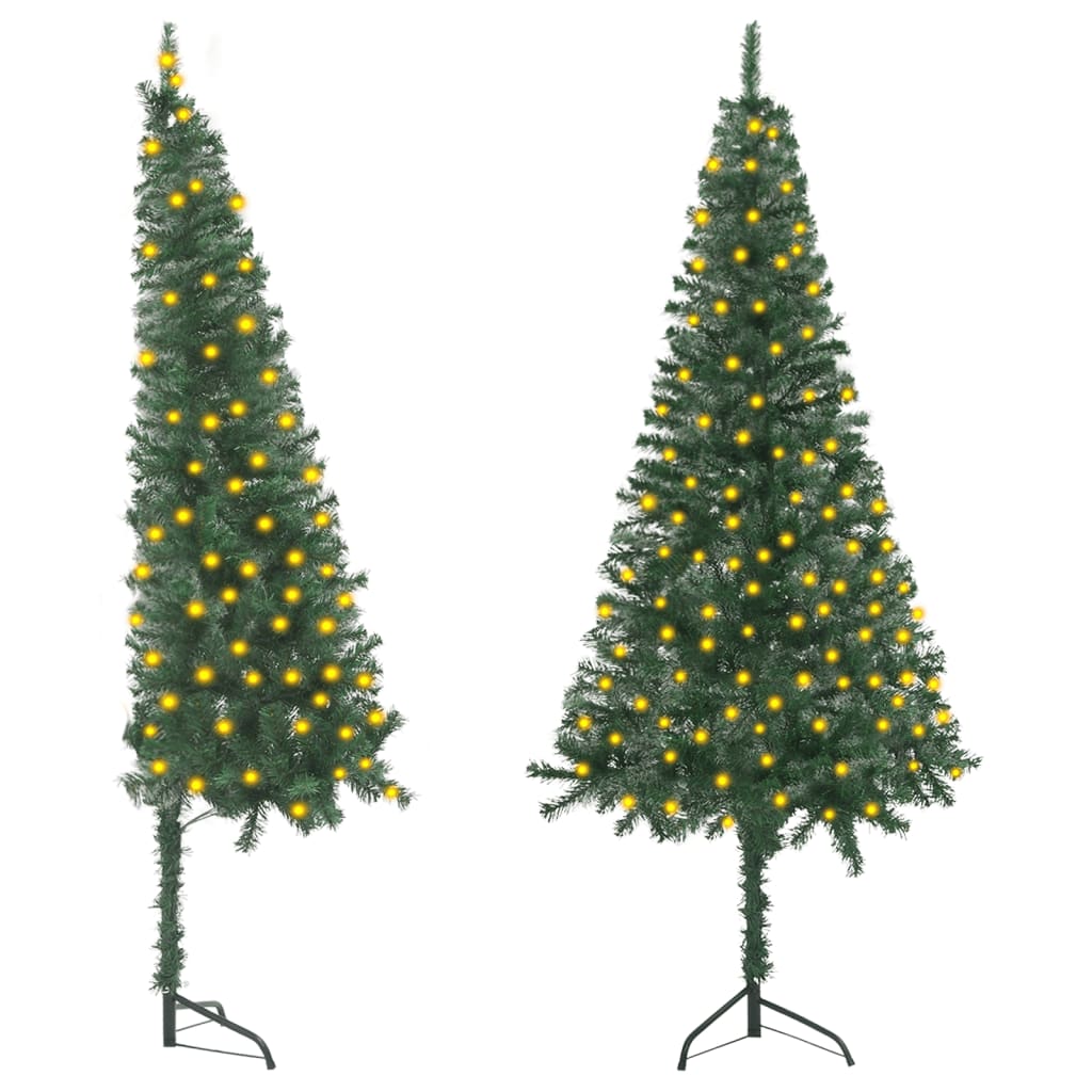 vidaXL Rohový umělý vánoční stromek s LED diodami zelený 240 cm PVC