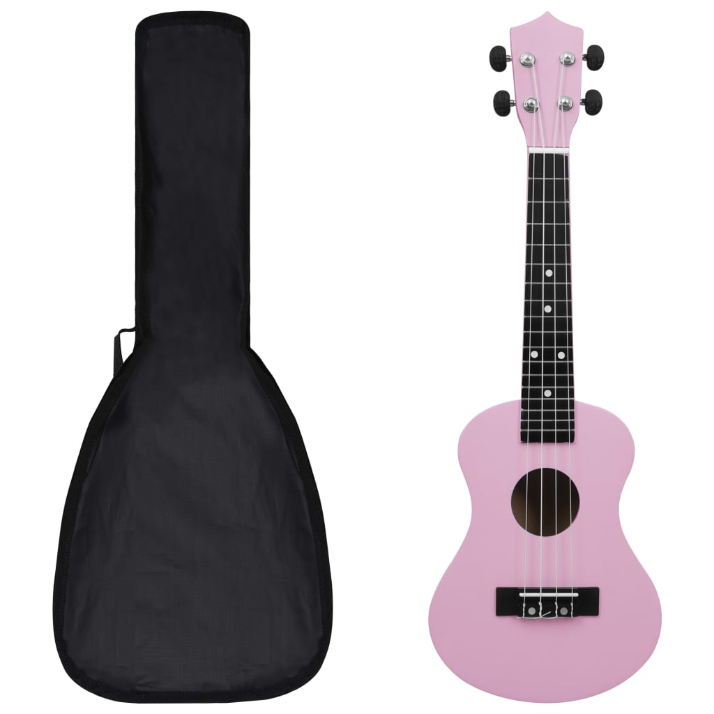 vidaXL Set soprano ukulele s obalem pro děti růžové 23"