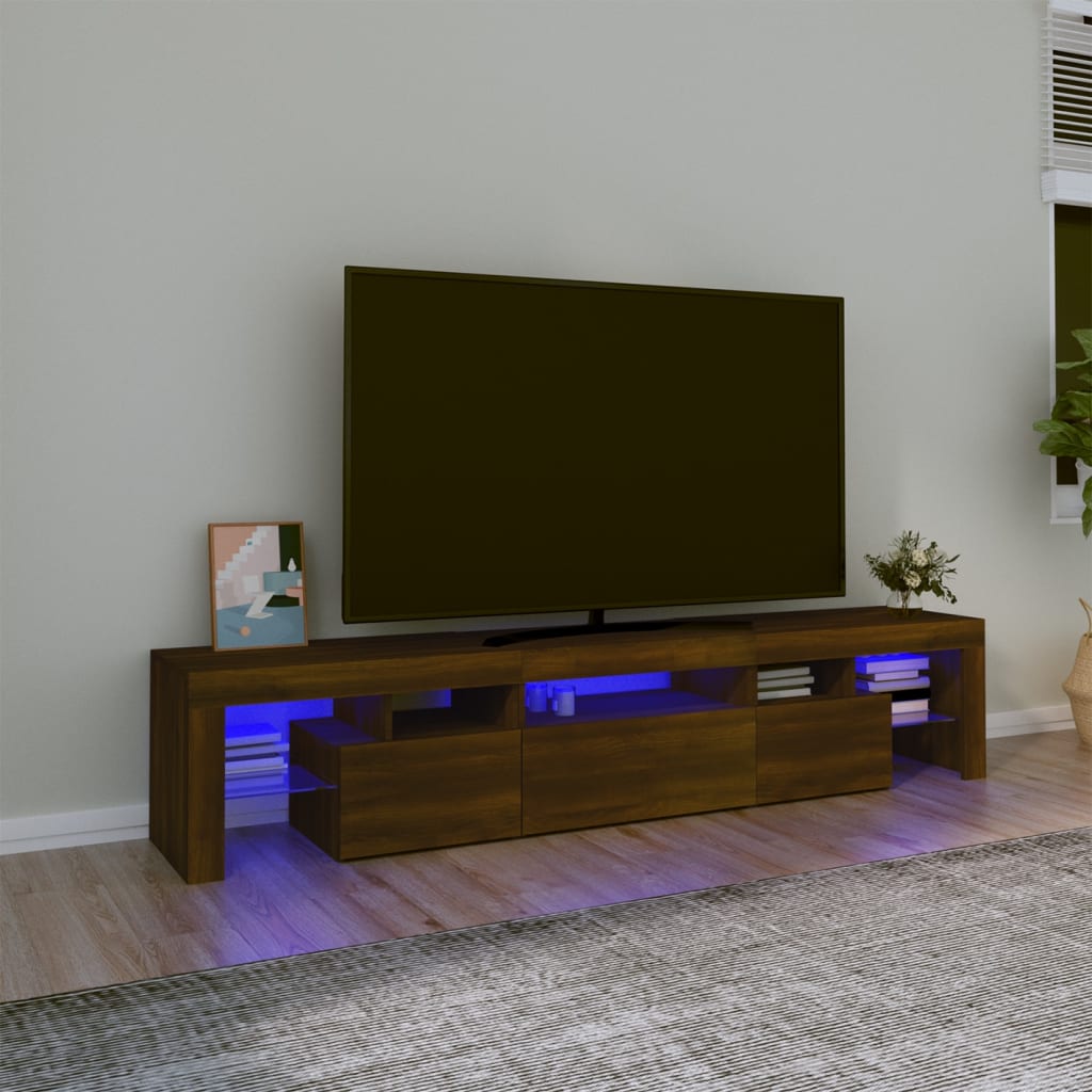 vidaXL TV skříňka s LED osvětlením hnědý dub 200x36