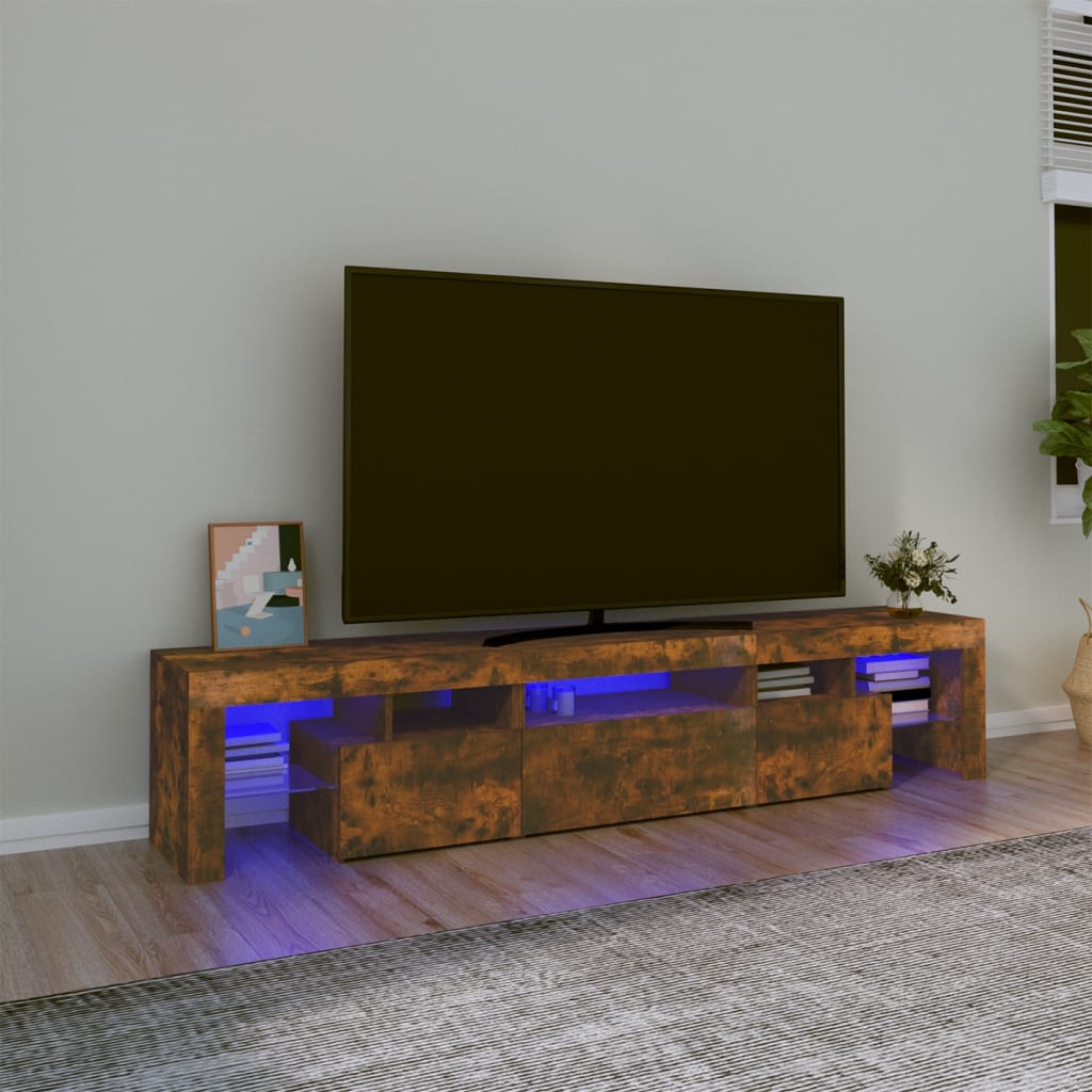 vidaXL TV skříňka s LED osvětlením kouřový dub 200x36