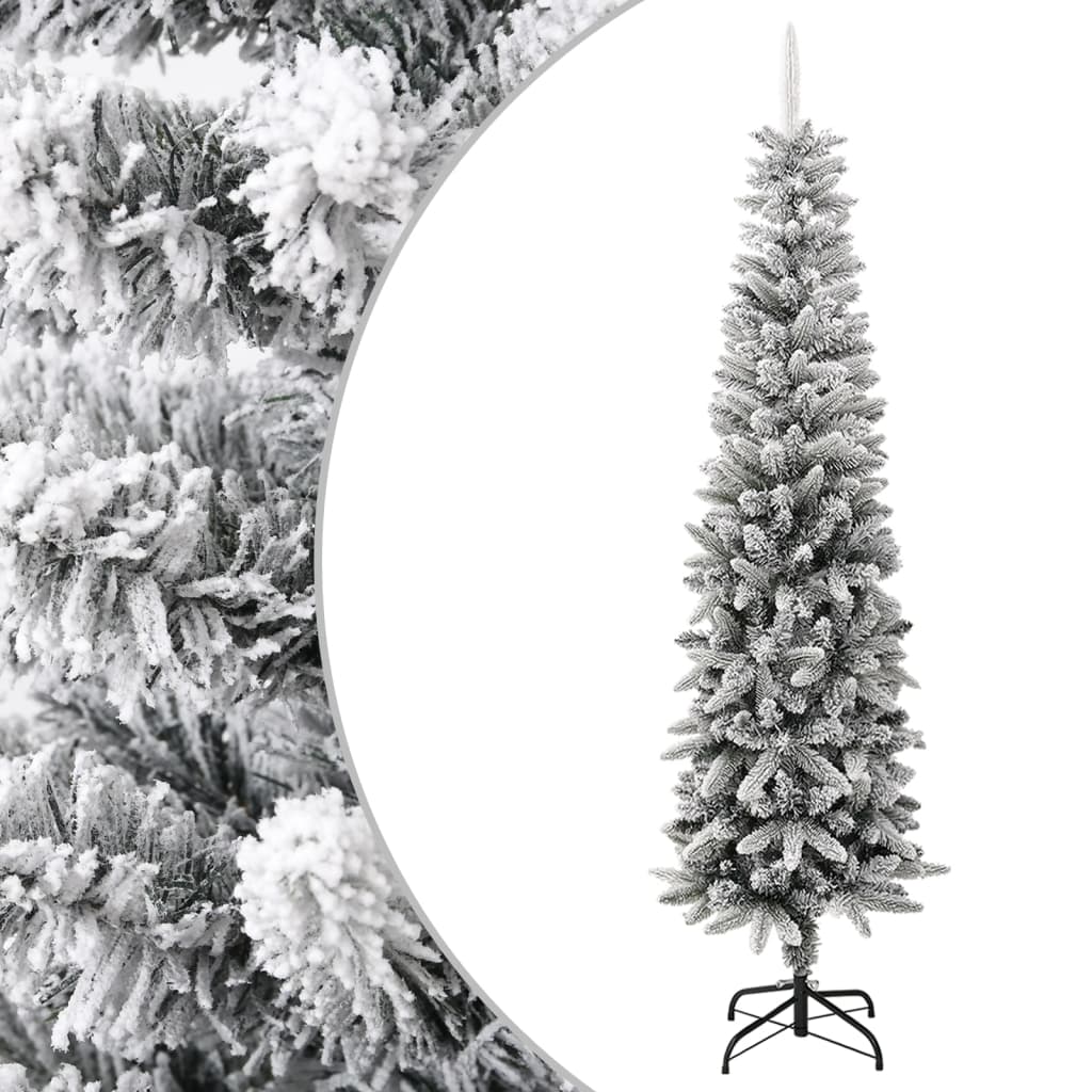 vidaXL Umělý úzký vánoční stromek se sněhem 240 cm PVC a PE