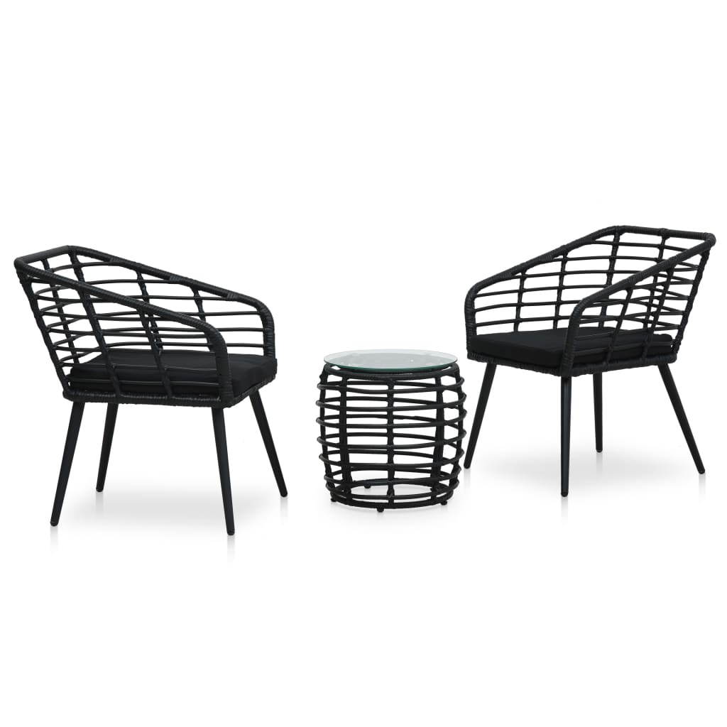 vidaXL 3dílný bistro set polyratan černý