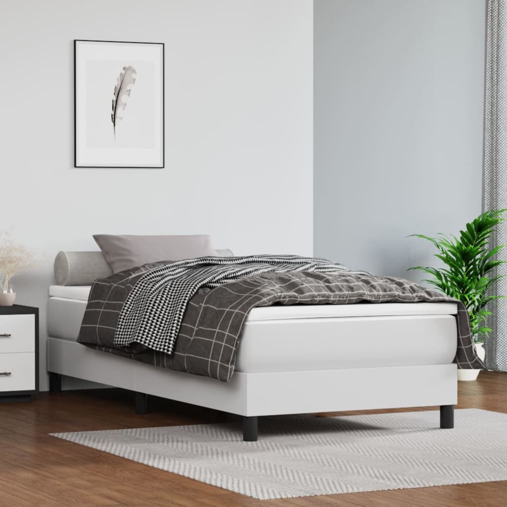 vidaXL Box spring postel bílá 100 x 200 cm umělá kůže