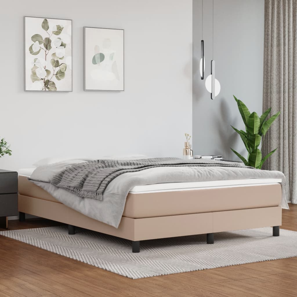 vidaXL Box spring postel cappuccino 140 x 190 cm umělá kůže