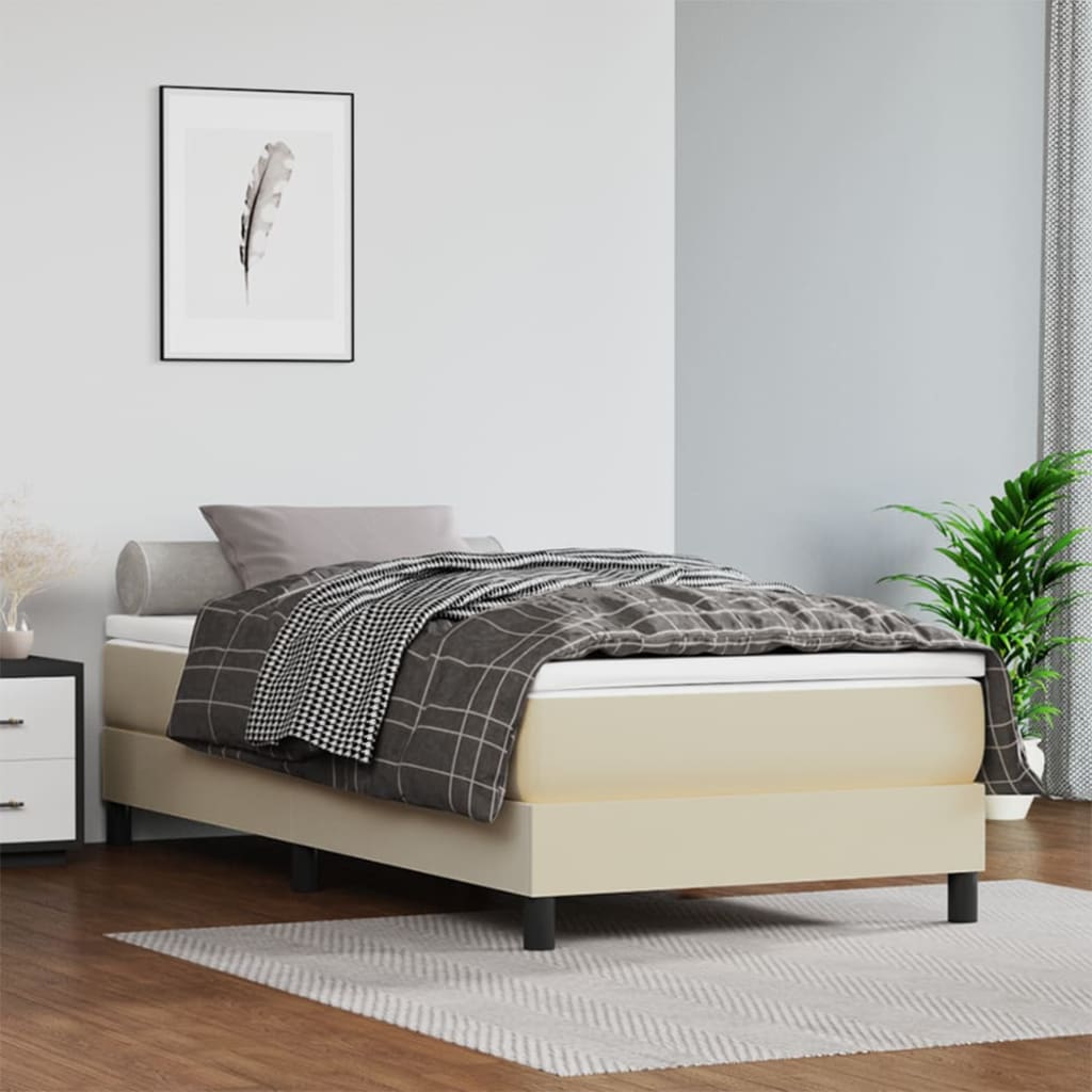 vidaXL Box spring postel krémová 90 x 200 cm umělá kůže