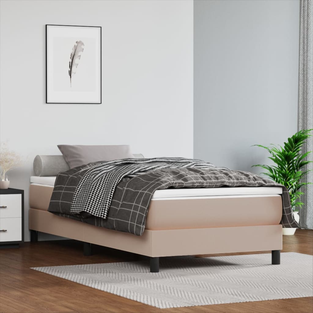 vidaXL Box spring postel s matrací cappuccino 80 x 200 cm umělá kůže