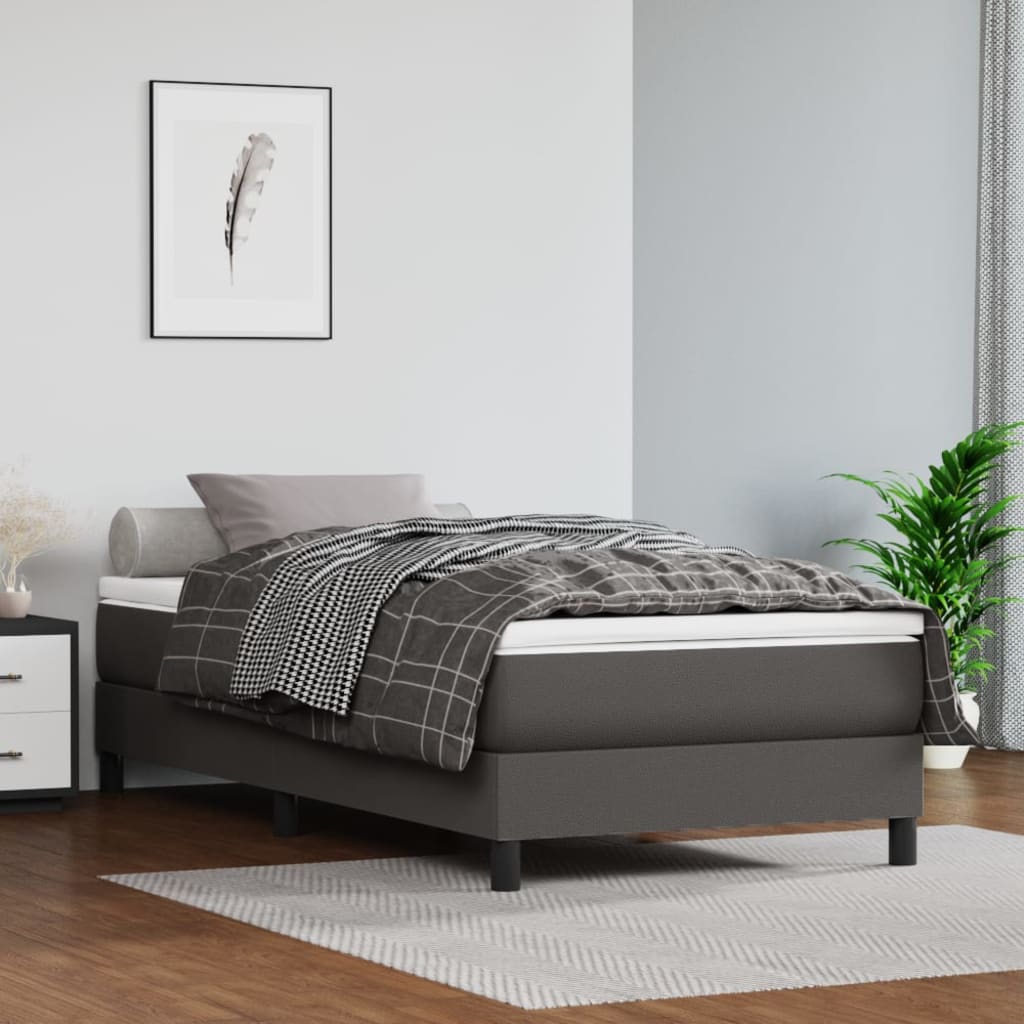 vidaXL Box spring postel s matrací šedá 80 x 200 cm umělá kůže