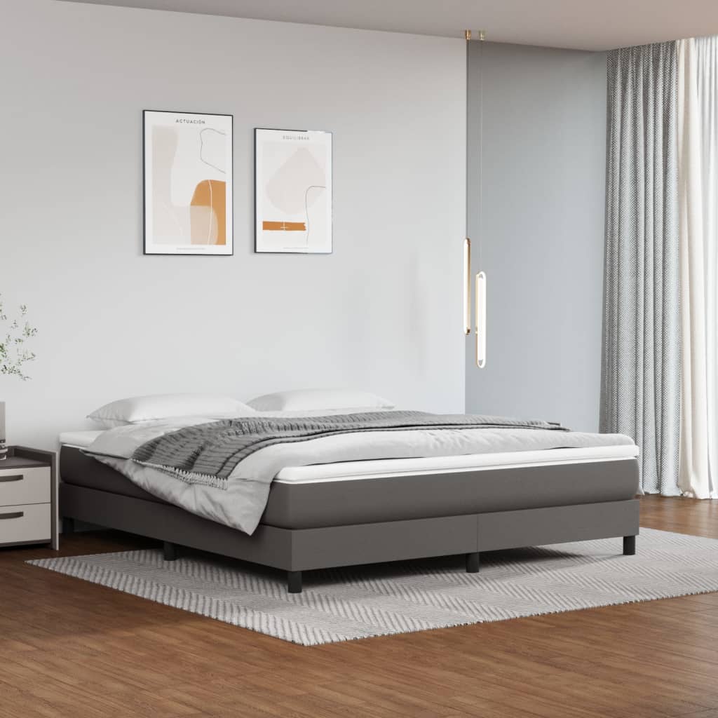 vidaXL Box spring postel šedá 180 x 200 cm umělá kůže