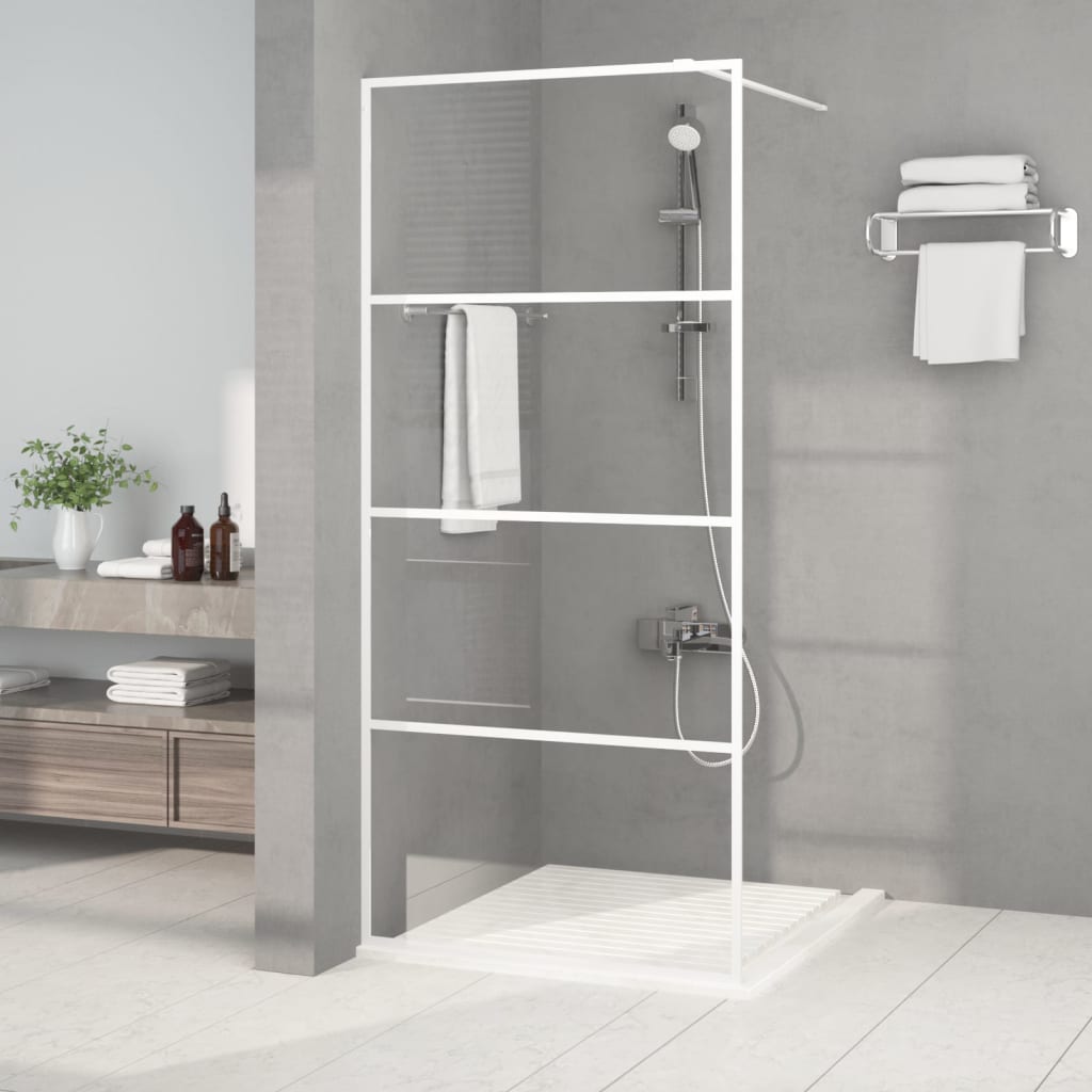 vidaXL Sprchová zástěna walk-in bílá 90 x 195 cm čiré ESG sklo