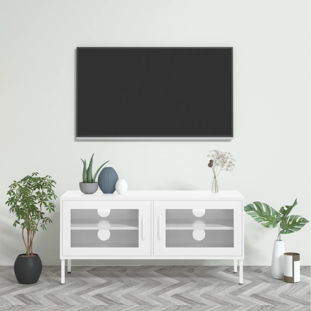 vidaXL TV skříňka bílá 105 x 35 x 50 cm ocel