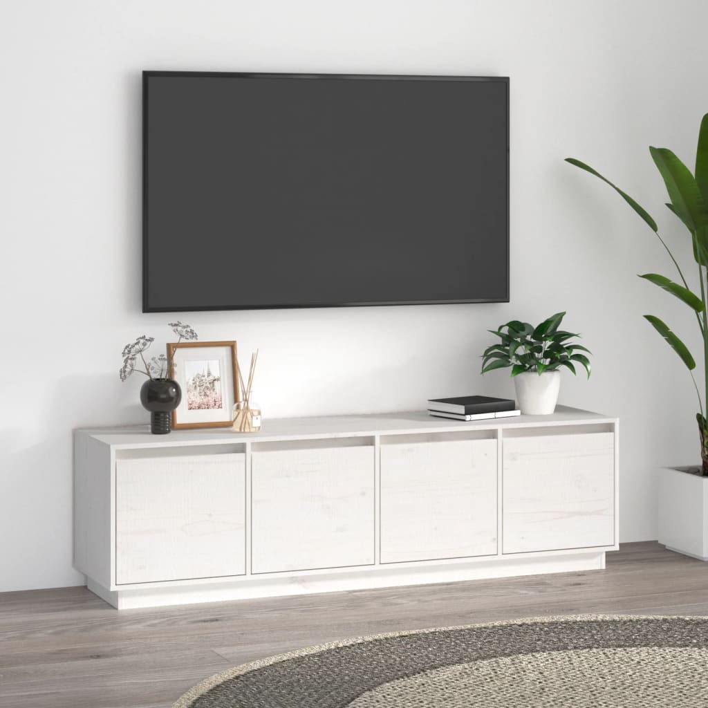 vidaXL TV skříňka bílá 156 x 37 x 45 cm masivní borové dřevo