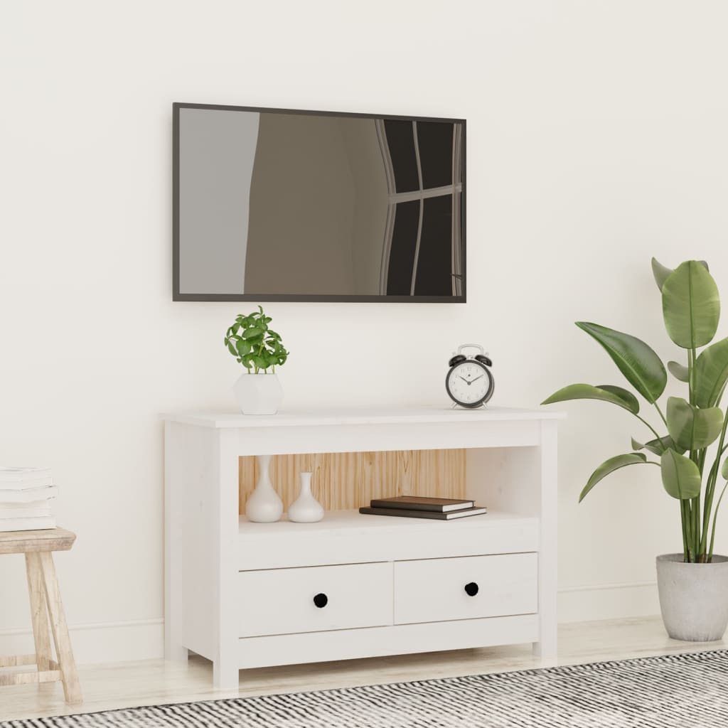 vidaXL TV skříňka bílá 79x35x52 cm masivní borové dřevo