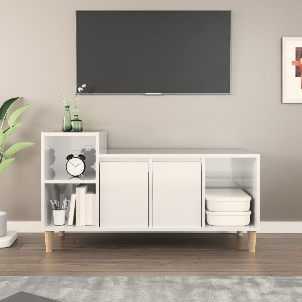 vidaXL TV skříňka bílá s vysokým leskem 100x35x55 cm kompozitní dřevo