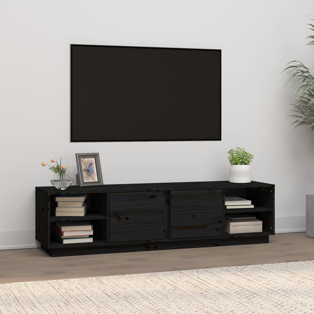 vidaXL TV skříňka černá 156 x 40 x 40 cm masivní borové dřevo