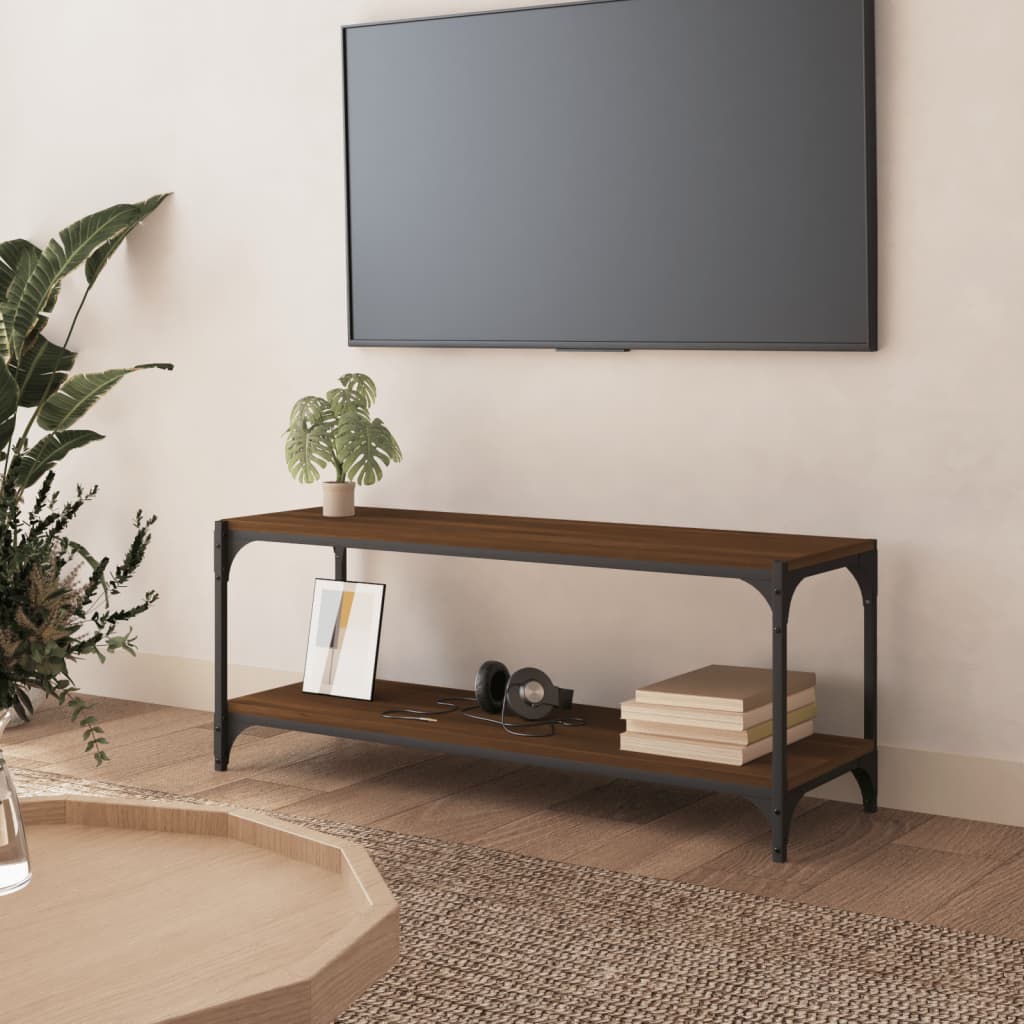 vidaXL TV skříňka hnědý dub 100 x 33 x 41 cm kompozitní dřevo a ocel