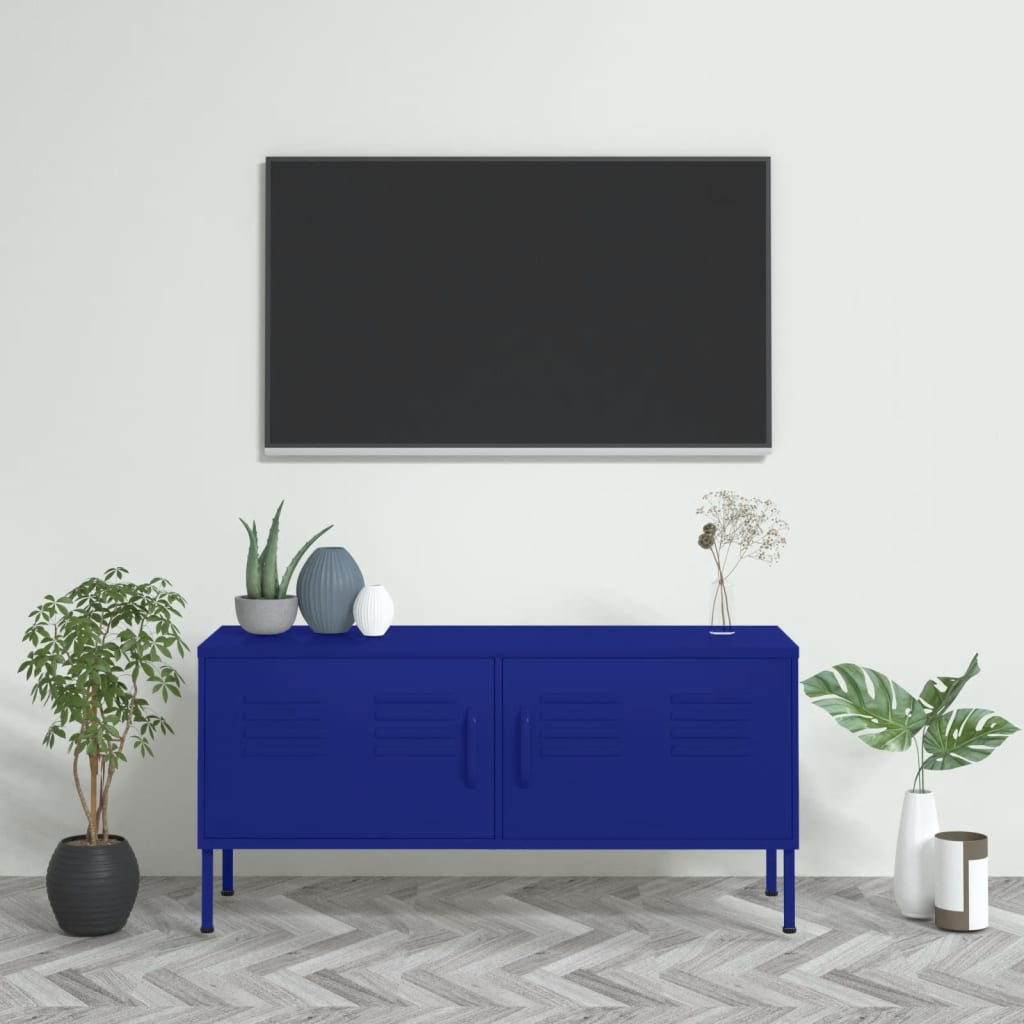 vidaXL TV skříňka námořnicky modrá 105 x 35 x 50 cm ocel