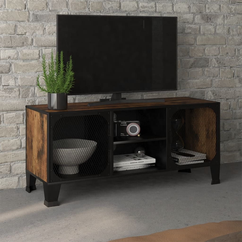 vidaXL TV skříňka rustikální hnědá 105 x 36 x 47 cm kov a MDF