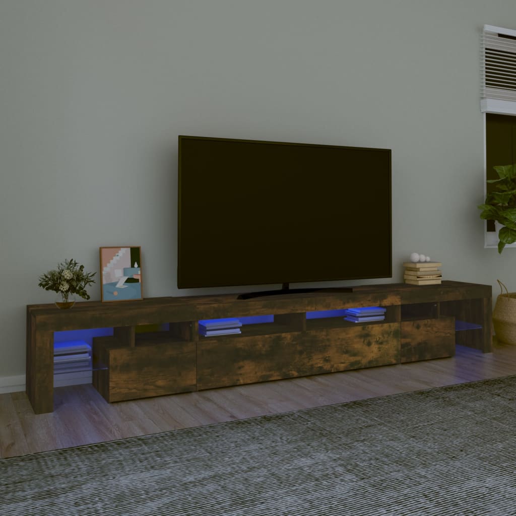 vidaXL TV skříňka s LED osvětlením kouřový dub 260x36