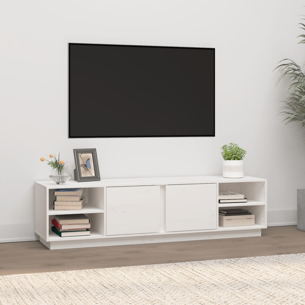 vidaXL TV skříňka bílá 156 x 40 x 40 cm masivní borové dřevo