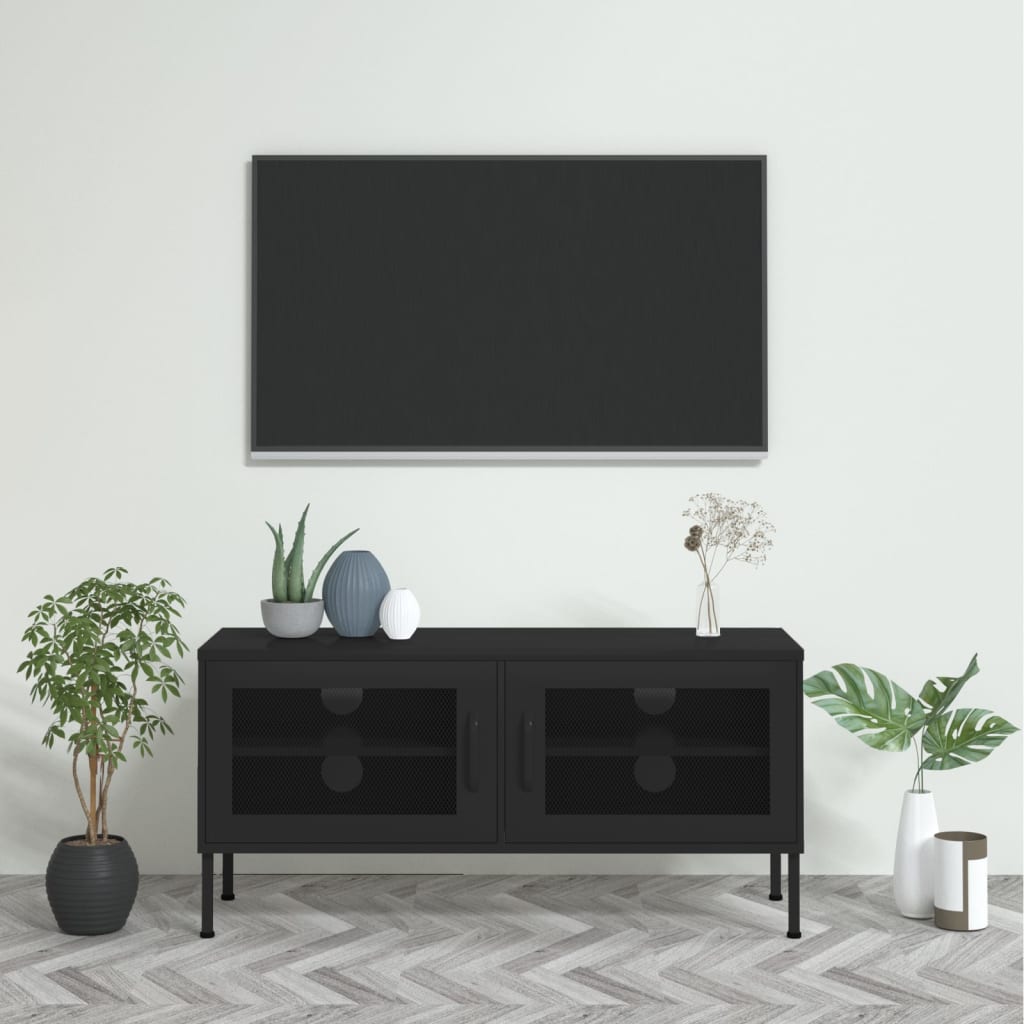 vidaXL TV skříňka černá 105 x 35 x 50 cm ocel