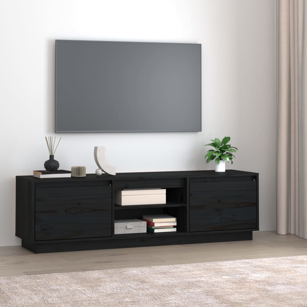 vidaXL TV skříňka černá 140 x 35 x 40 cm masivní borové dřevo