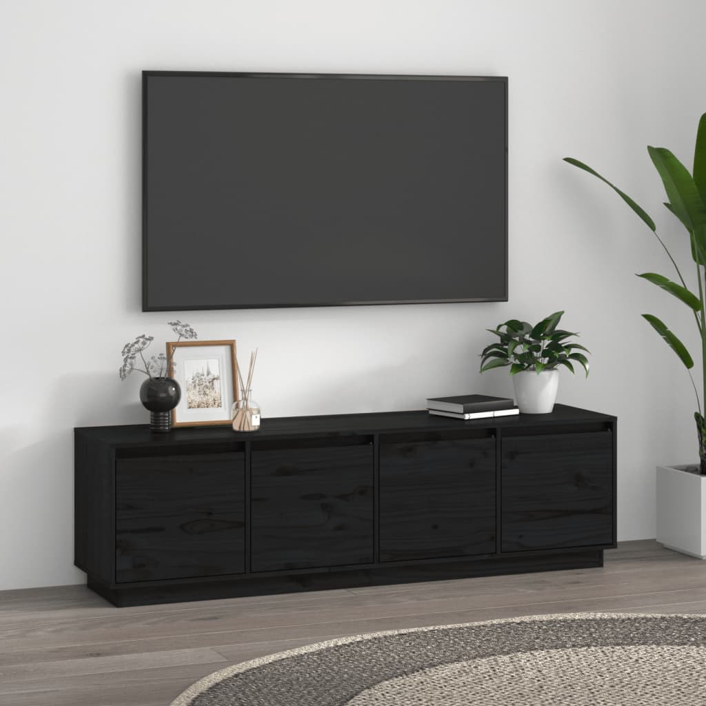 vidaXL TV skříňka černá 156 x 37 x 45 cm masivní borové dřevo