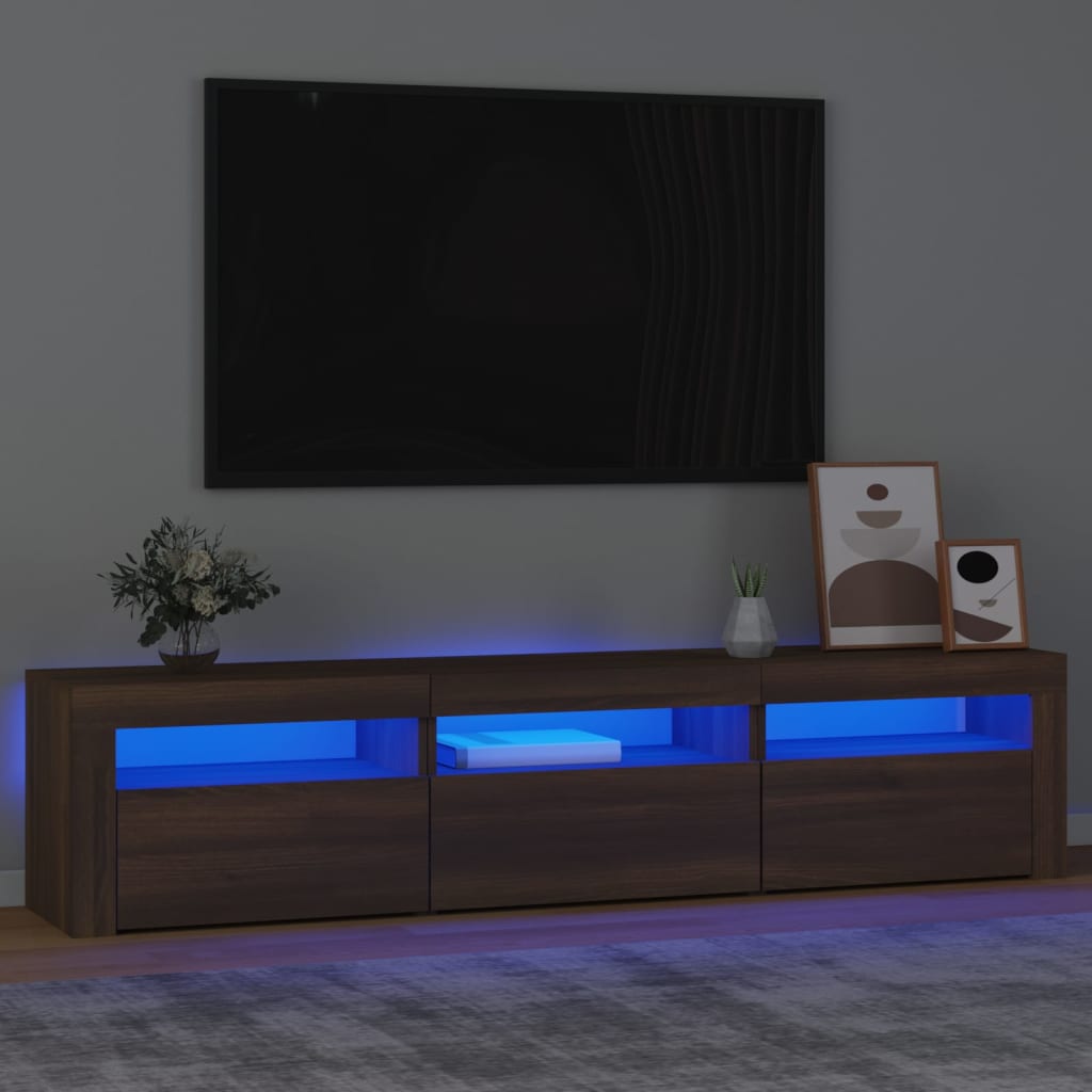 vidaXL TV skříňka s LED osvětlením hnědý dub 180x35x40 cm