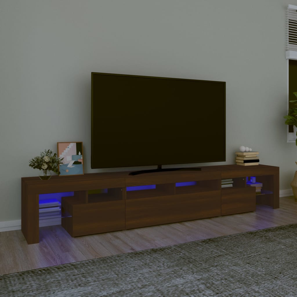 vidaXL TV skříňka s LED osvětlením hnědý dub 230x36