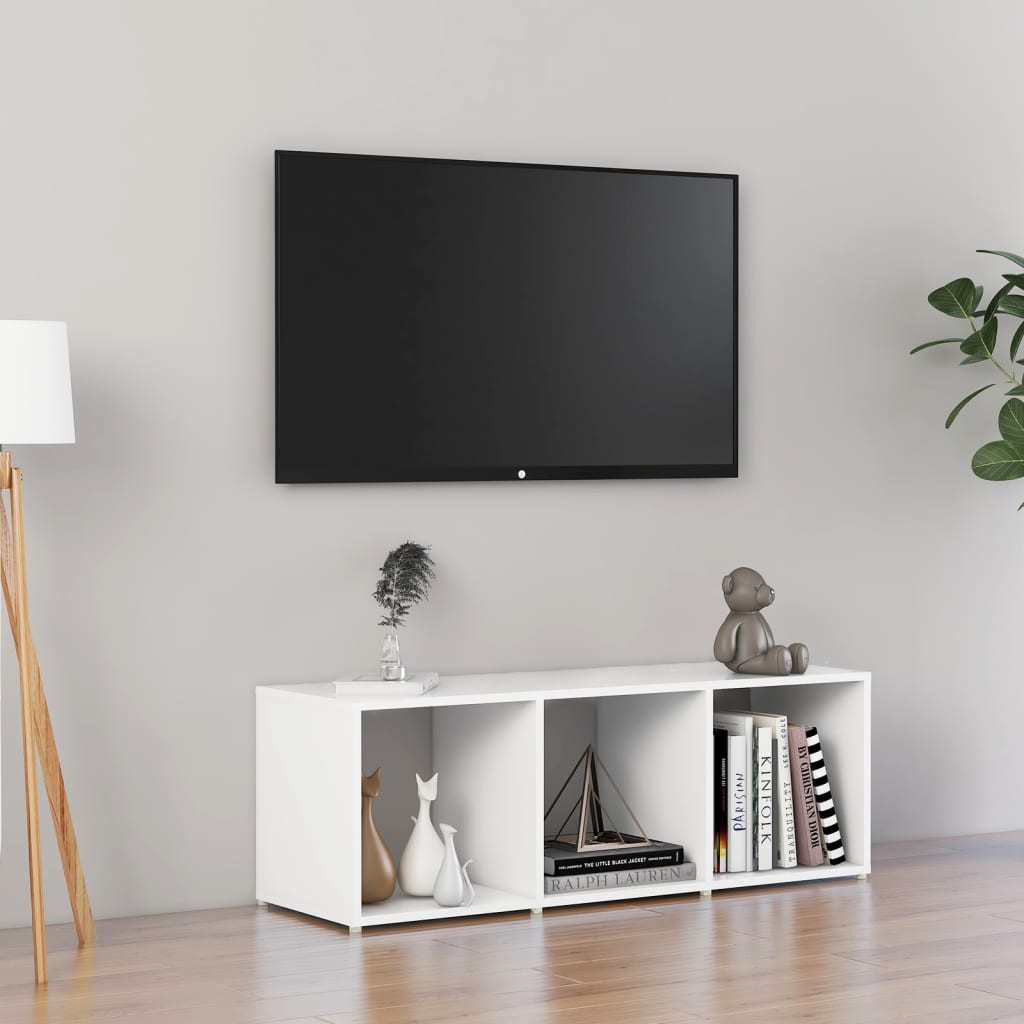 vidaXL TV stolek bílý 107 x 35 x 37 cm dřevotříska