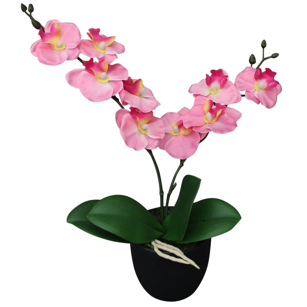 vidaXL Umělá rostlina orchidej s květináčem 30 cm růžová