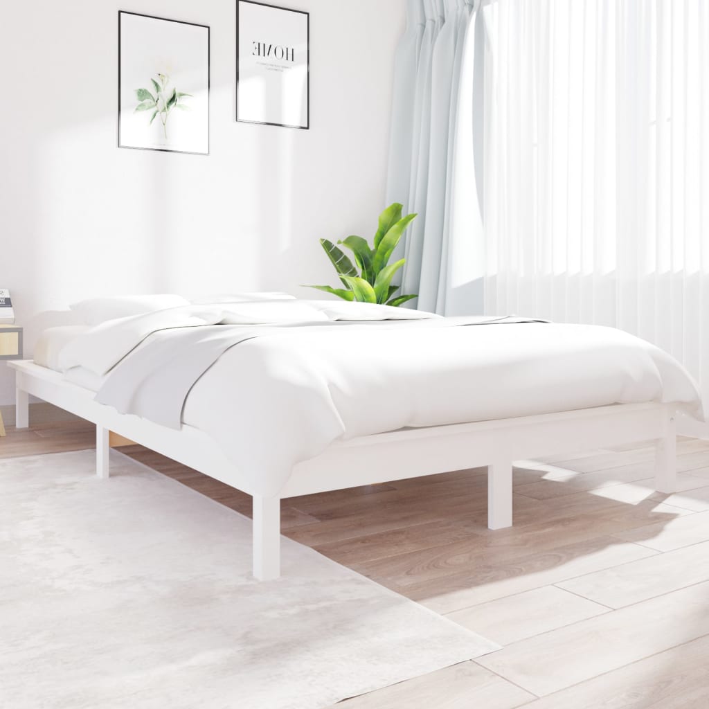 vidaXL Rám postele bílý 120 x 190 cm masivní borovice Small Double