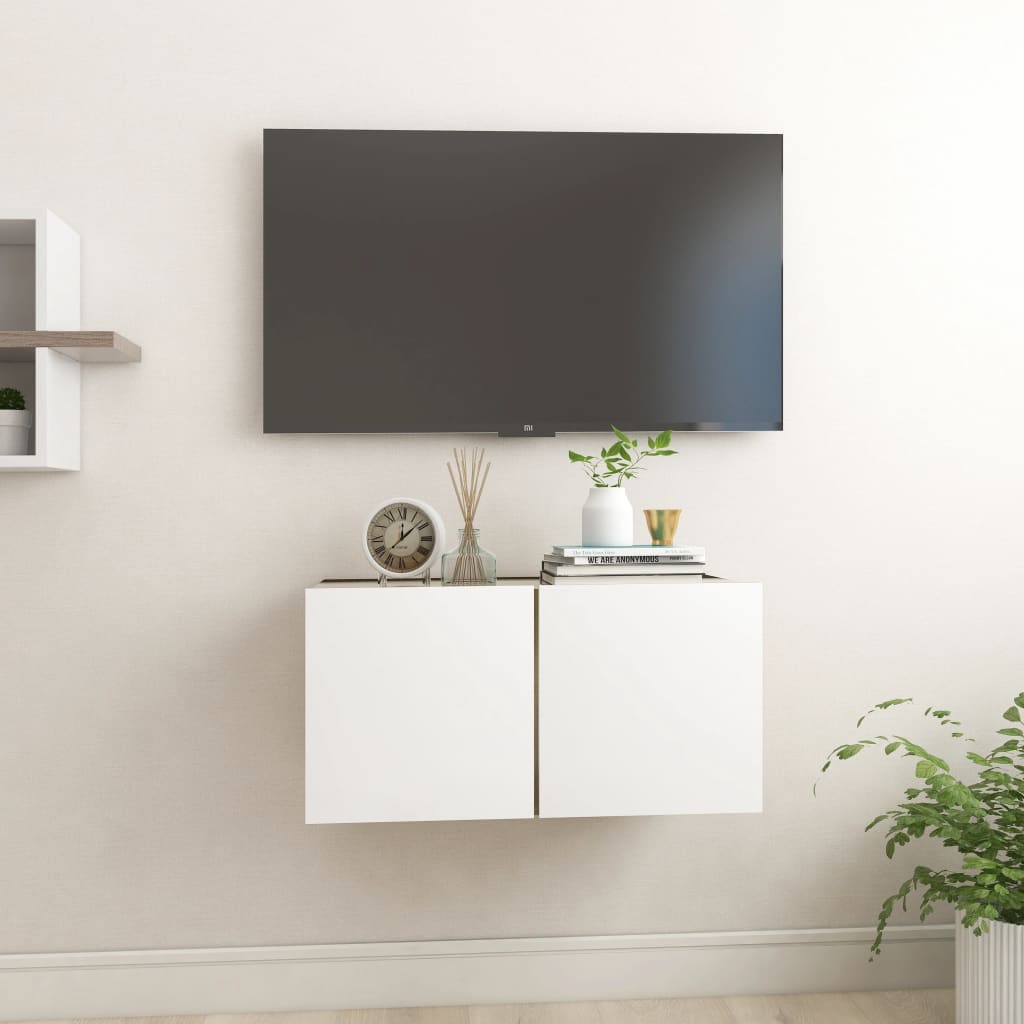 vidaXL Závěsná TV skříňka bílá a dub sonoma 60 x 30 x 30 cm