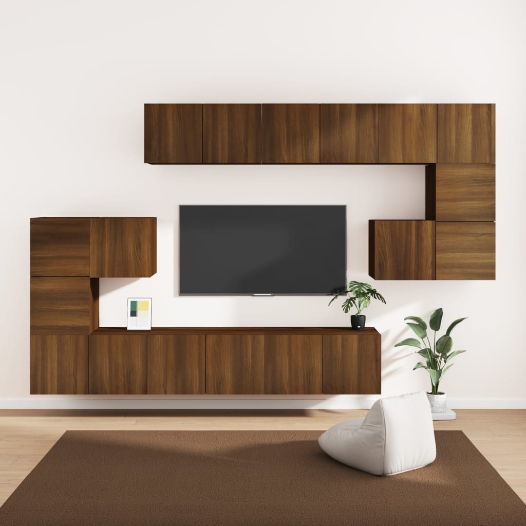 vidaXL 10dílný set TV skříněk hnědý dub kompozitní dřevo
