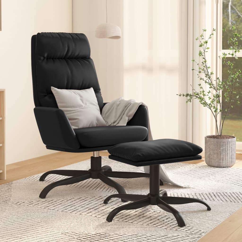 vidaXL Relaxační křeslo se stoličkou černé umělá kůže