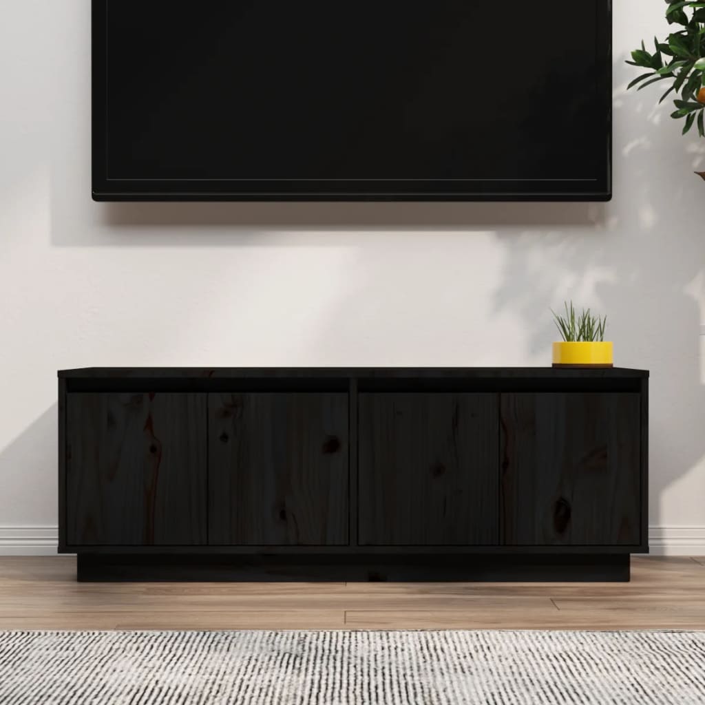 vidaXL TV skříňka černá 110 x 34 x 40 cm masivní borové dřevo
