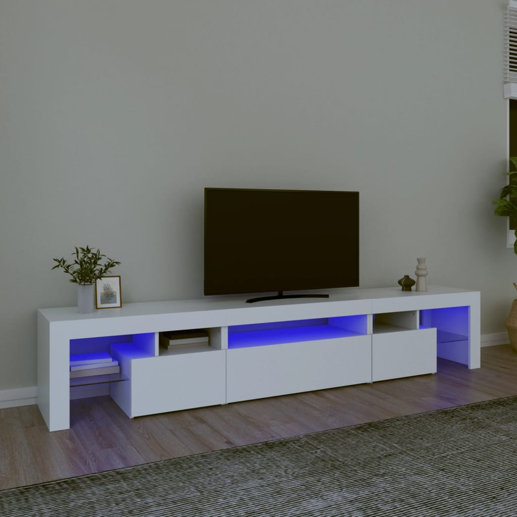 vidaXL TV skříňka s LED osvětlením bílá 215x36