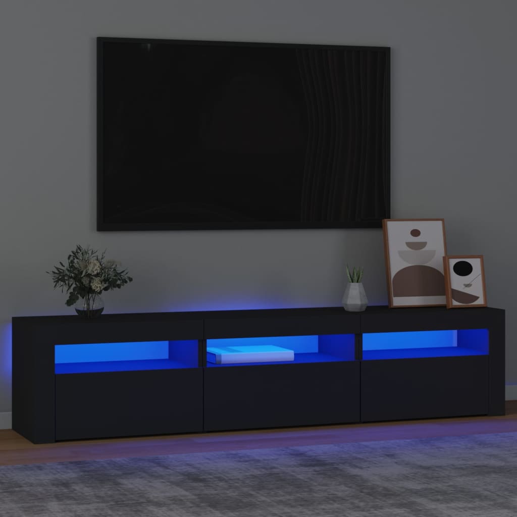 vidaXL TV skříňka s LED osvětlením černá 180x35x40 cm