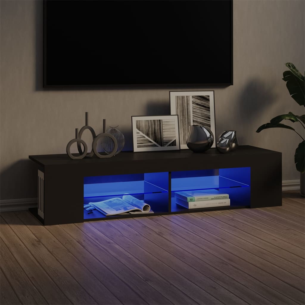 vidaXL TV skříňka s LED osvětlením šedá 135 x 39 x 30 cm