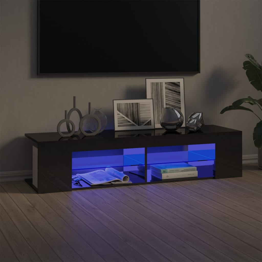 vidaXL TV skříňka s LED osvětlením šedá s vysokým leskem 135x39x30 cm