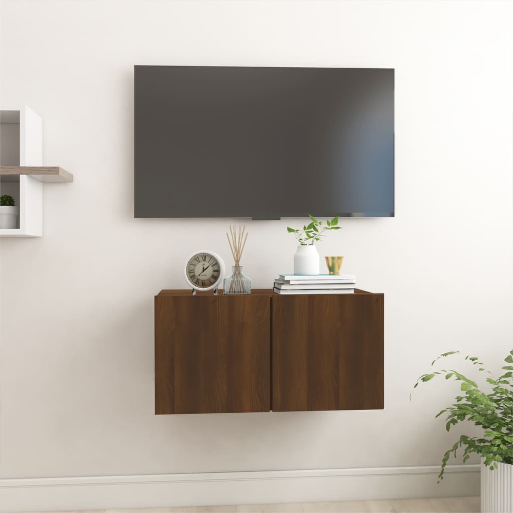 vidaXL Závěsná TV skříňka hnědý dub 60 x 30 x 30 cm kompozitní dřevo