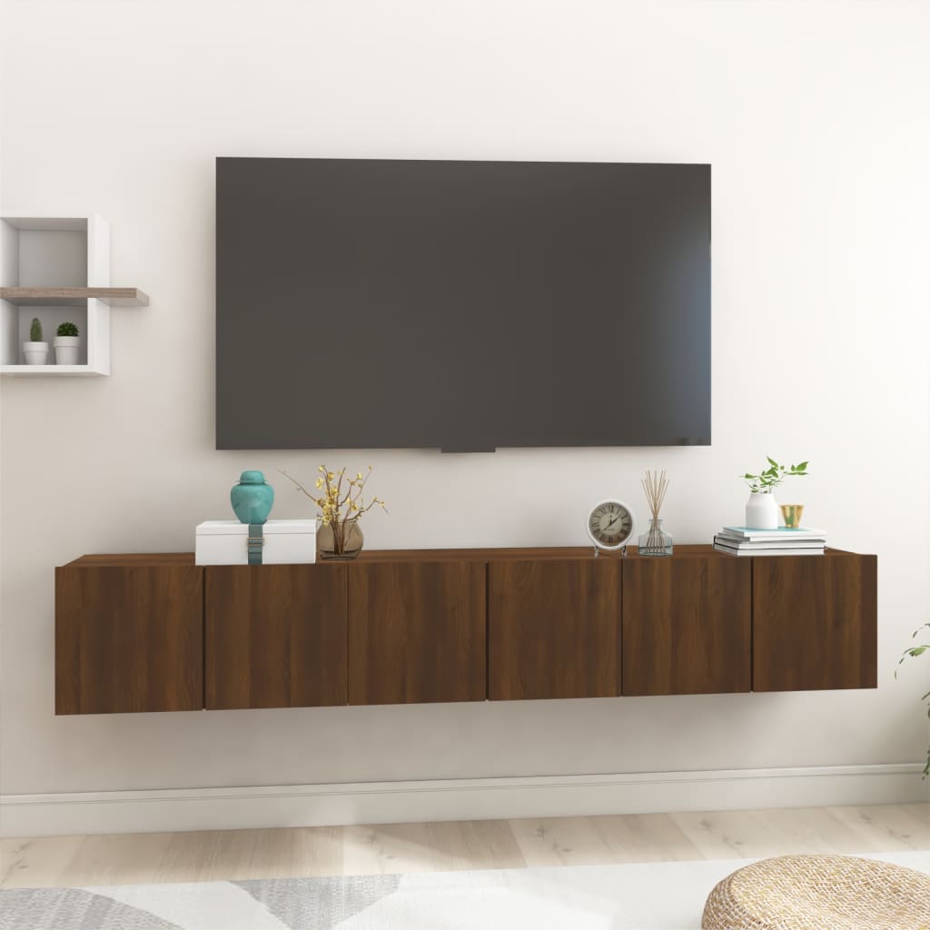 vidaXL Závěsné TV skříňky hnědý dub 3 ks 60x30x30 cm kompozitní dřevo