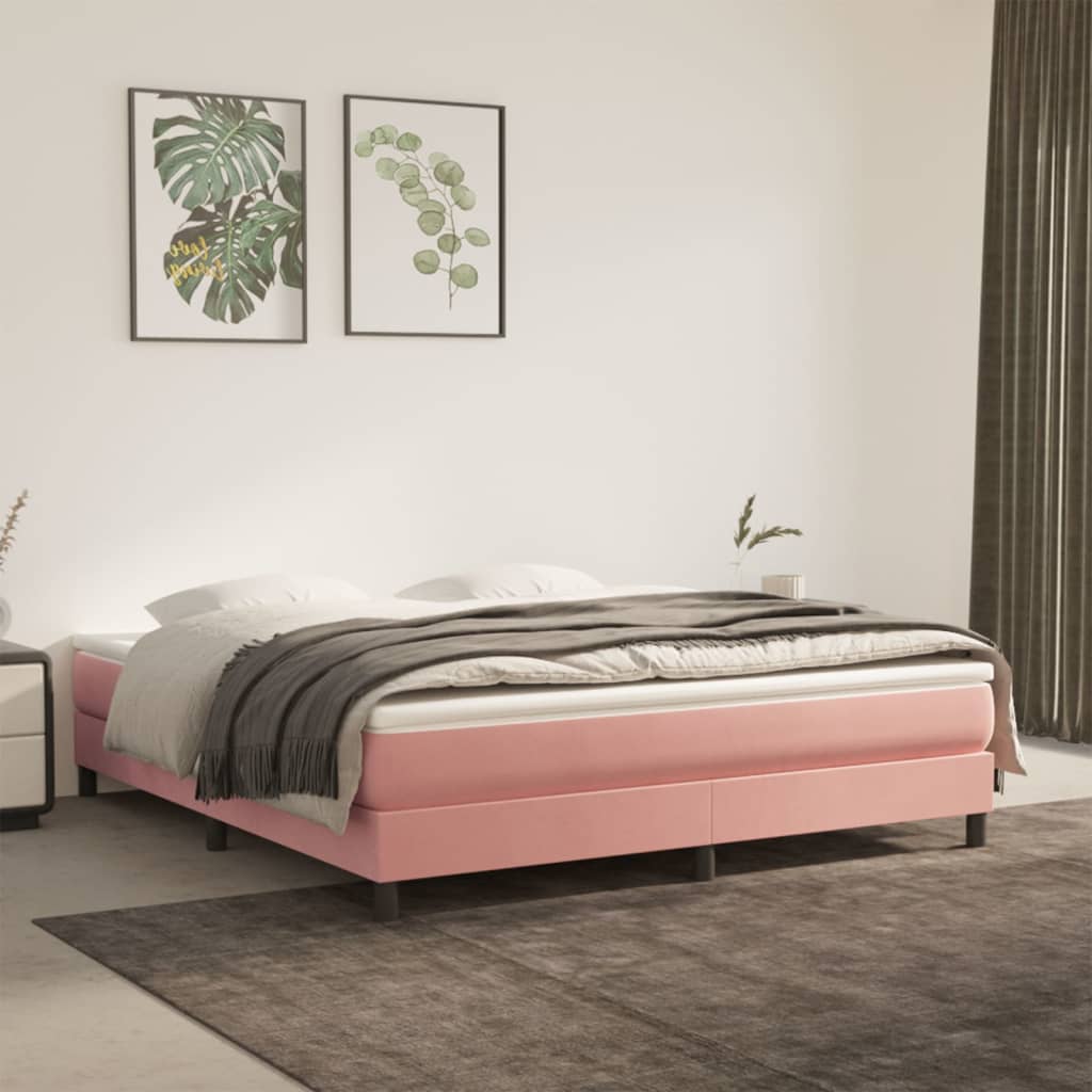 vidaXL Box spring postel růžová 180 x 200 cm samet