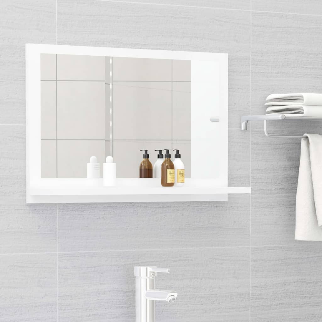 vidaXL Koupelnové zrcadlo bílé vysoký lesk 60x10