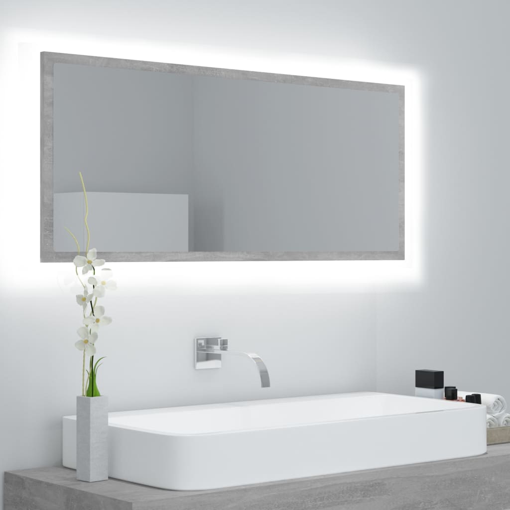 vidaXL LED koupelnové zrcadlo betonově šedé 100 x 8