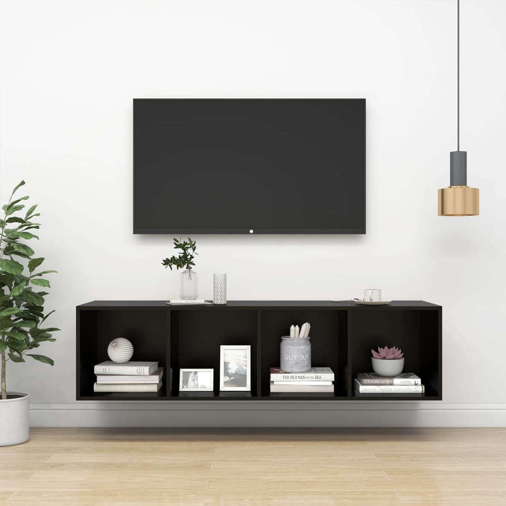 vidaXL Nástěnná TV skříňka černá 37 x 37 x 142