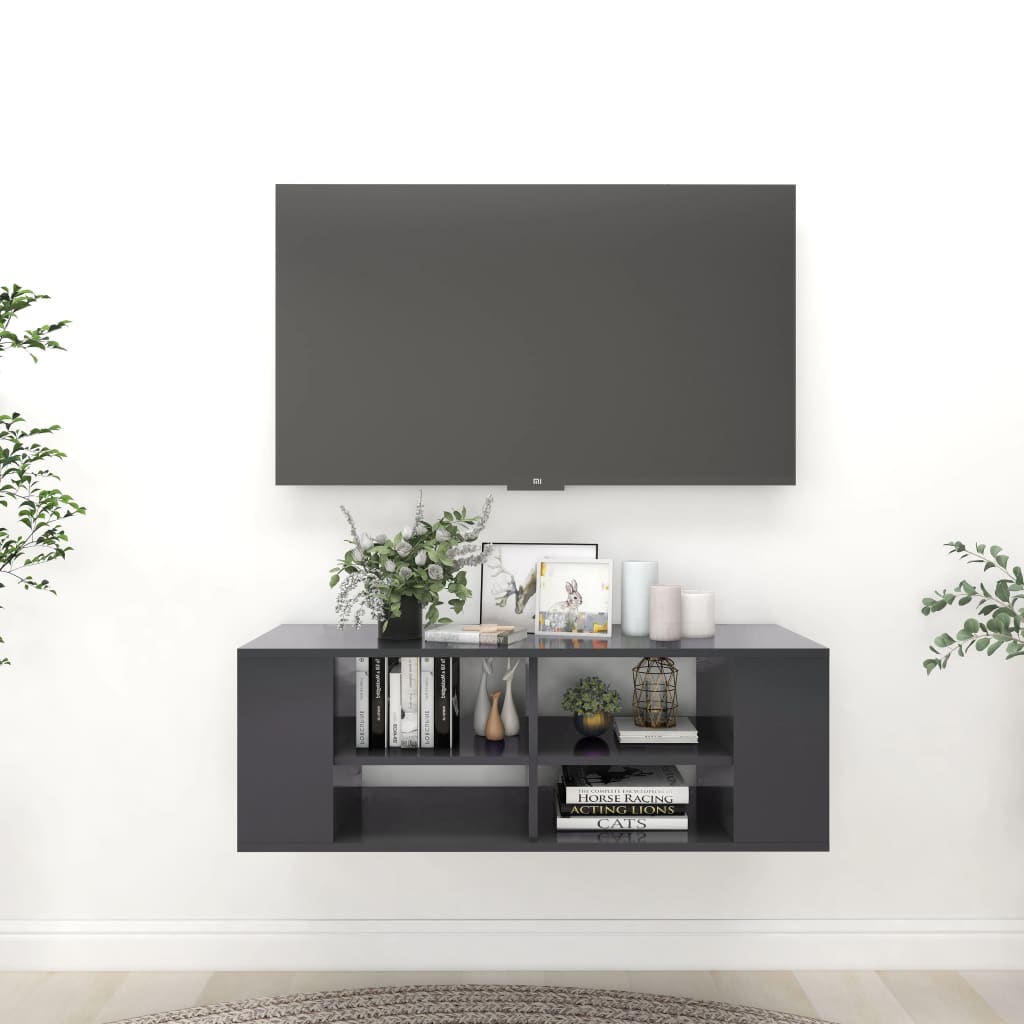 vidaXL Nástěnná TV skříňka šedá 102 x 35 x 35 cm dřevotříska