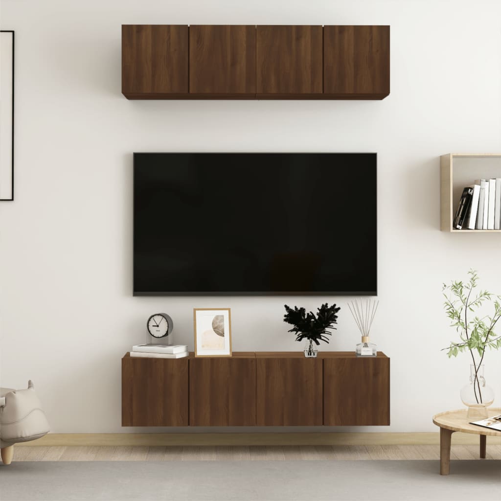 vidaXL Nástěnné TV skříňky 4 ks hnědý dub 60x30x30 cm kompozitní dřevo