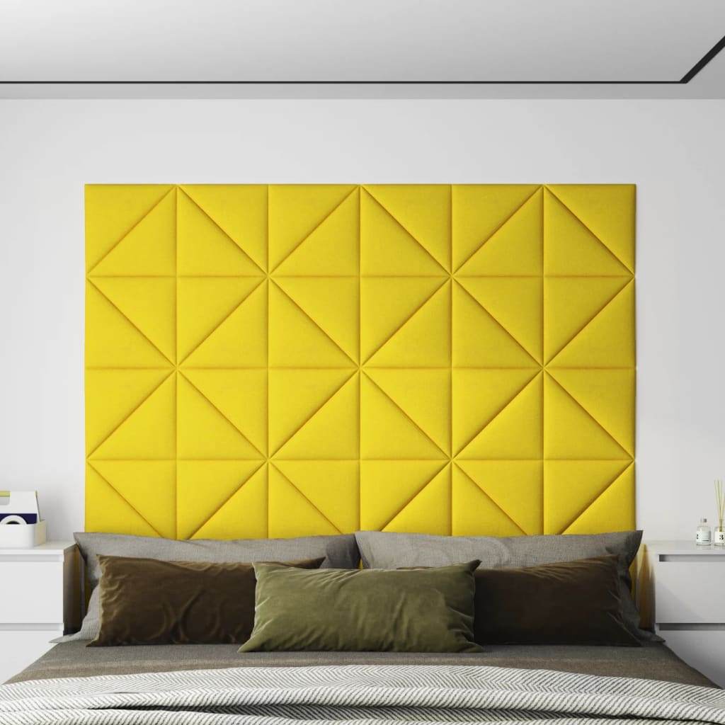 vidaXL Nástěnné panely 12 ks světle žluté 30x30 cm textil 0