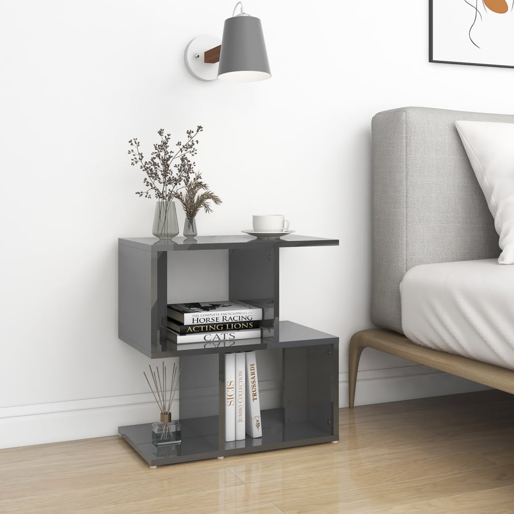 vidaXL Noční stolek šedý s vysokým leskem 50x30x51
