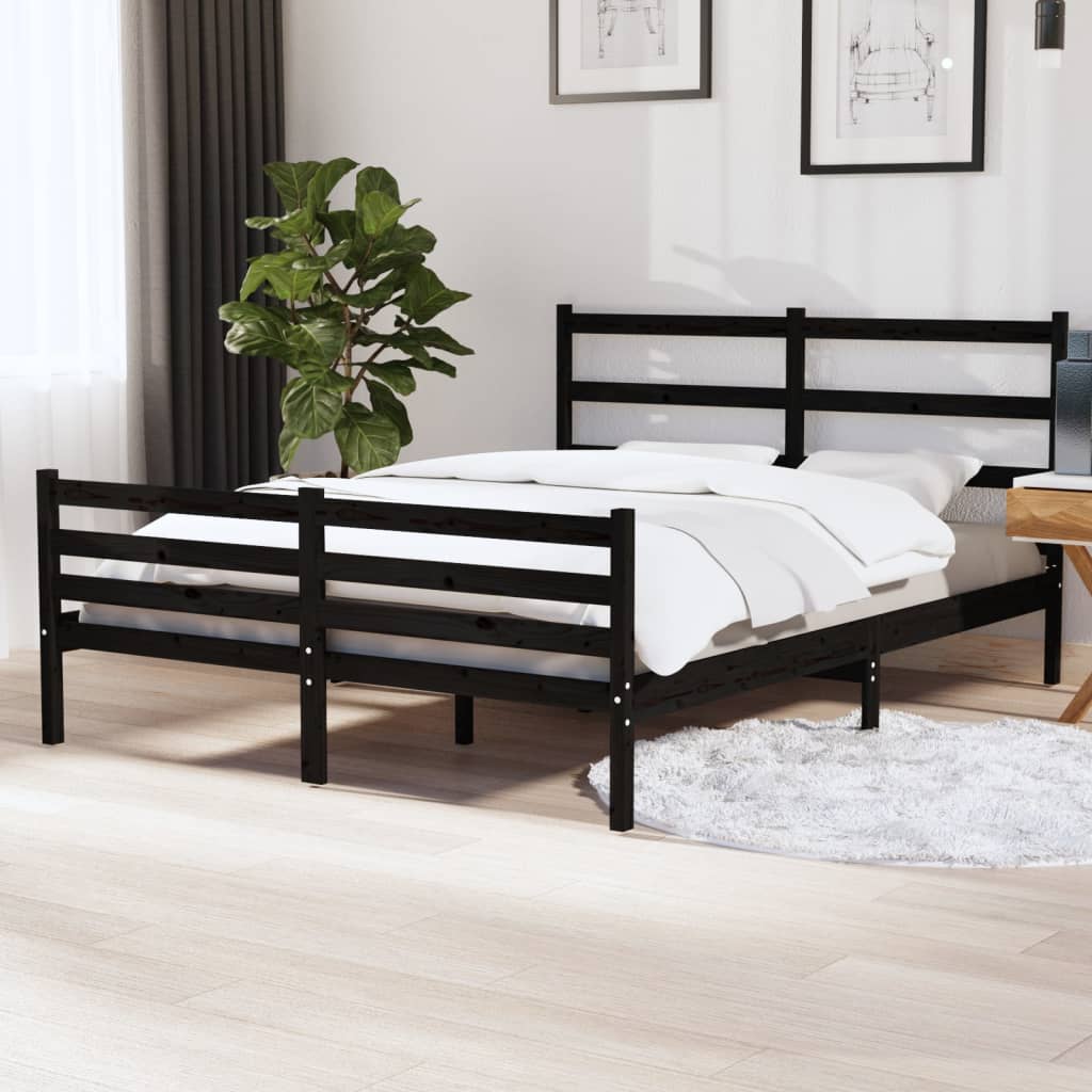 vidaXL Rám postele masivní borovice 140 x 190 cm černý